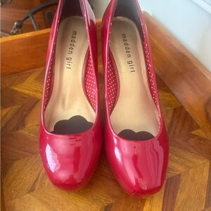 Madden Girl Red Heels with Glossy Finish